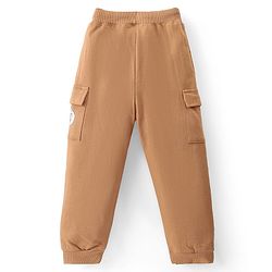 Babyhug Terry Knit Full Sleeves Cut & Sew T-Shirt & Pant Set with Bear & Text  Print - Brown