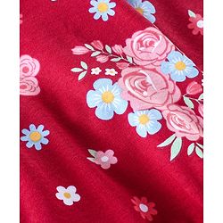 Babyhug 100% Cotton Knit Full Sleeves Onesie With Hairband & Booties Floral Print - Red
