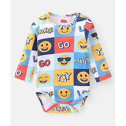 Babyhug 100% Cotton Interlock Full Sleeves Onesie Text Print - Multicolour