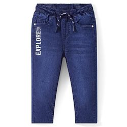 Babyhug Denim Washed Full Length  Jeans with Stretch- Blue