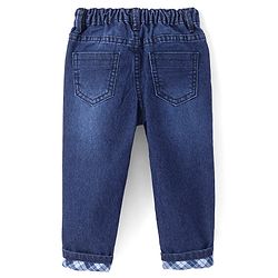 Babyhug Full Length Denim Jeans With Text Print - Blue