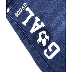 Babyhug Full Length Denim Jeans With Text Print - Blue