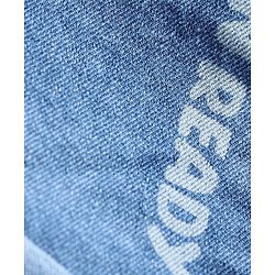 Babyhug Above Knee Length Stretchable Denim Washed  Bermuda with Text Print - Blue