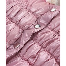 Babyhug Woven Full Sleeves Hooded Puffer Jacket with Hood & Solid Colour - Pink