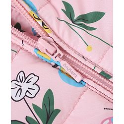 Babyhug Woven Full Sleeves Padded Hooded Jacket With Floral Print - Pink