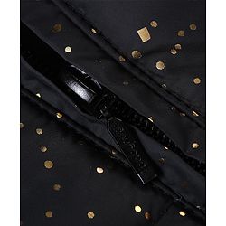 Babyhug Woven Full Sleeves Padded Hooded Jacket With Metallic Print & Bow Applique - Black