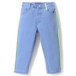 Babyhug Denim Full Length Washed Stretchable Jeans Solid Color - Blue