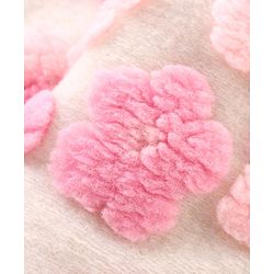 Babyhug Woven Full Sleeves Collared Neck Winter Coat With Floral Appliques - Pink