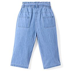 Babyhug Denim Full Length Washed Jeans with Stretch & Floral Embroidery  - Blue