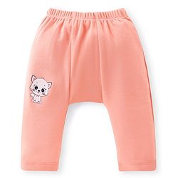 Babyhug Cotton Knit Full Length Anti Microbial Diaper Leggings with Kitty Bunny & Dino Print Pack of 3 - Yellow Purple & Pink