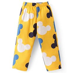 Babyhug Disney Cotton Woven Full Sleeves Night Suit with Mickey Mouse Print - Yellow