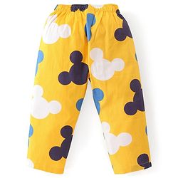 Babyhug Disney Cotton Woven Full Sleeves Night Suit with Mickey Mouse Print - Yellow