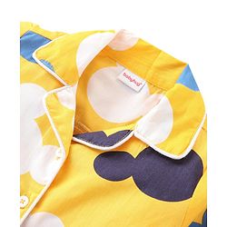 Babyhug Disney Cotton Woven Full Sleeves Night Suit with Mickey Mouse Print - Yellow