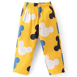 Babyhug Disney Cotton Woven Full Sleeves Night Suit with Mickey Mouse Print - Yellow
