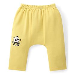 Babyhug Cotton Knit  Anti-Microbial Full Length Diaper Pants with Panda Print Pack of 3 - Blue Pink & Yellow
