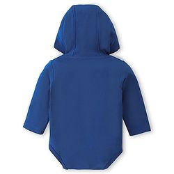 Babyhug 100% Cotton Interlock Knit Full Sleeves Hooded Onesies With Wild Animals Print - Navy Blue
