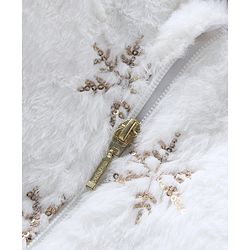 Babyhug Woven Full Sleeves Front Open Hooded Fur Jacket With Snow Flex Design - Off White