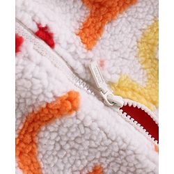 Babyhug Fur Woven Full Sleeves Hooded Winter Jacket With Alphabets Design - White