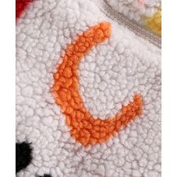 Babyhug Fur Woven Full Sleeves Hooded Winter Jacket With Alphabets Design - White