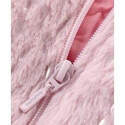 Babyhug Woven Full Sleeves Hooded Winter Fur Jacket with Pockets - Pink