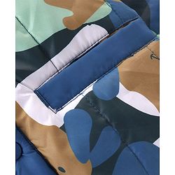 Babyhug Full Sleeves Padded Hooded Jacket Camouflage Print - Blue