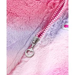 Babyhug Woven Full Sleeves Hooded Fur Jacket Tie & Dye Design & Text Patch Detailing - Purple