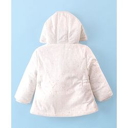Babyhug Full Sleeves Front Open Padded Hooded Jacket with Solid Colour - White