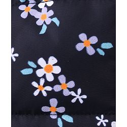 Babyhug Full Sleeves Front Open Padded Hooded Jacket with Floral Print - Blue