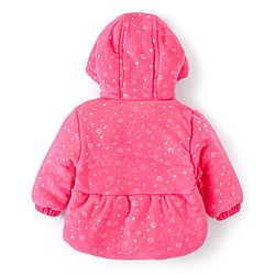 Babyhug Full Sleeves Hooded Sweatjacket With Polka Dot Design & Bow Applique - Pink