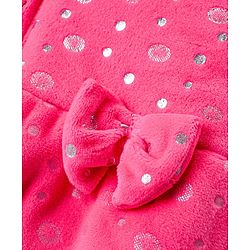Babyhug Full Sleeves Hooded Sweatjacket With Polka Dot Design & Bow Applique - Pink