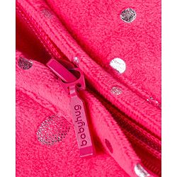 Babyhug Full Sleeves Hooded Sweatjacket With Polka Dot Design & Bow Applique - Pink