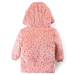 Babyhug Full Sleeves Hooded Sweatjacket With Stars Design - Orange