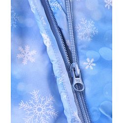 Babyhug Woven Full Sleeves Winter Wear Hooded Romper with Snowflake Print -  Blue