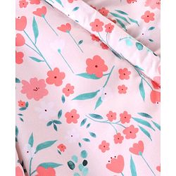 Babyhug Woven Full Sleeves Winter Wear Hooded Romper with Floral Print - Pink