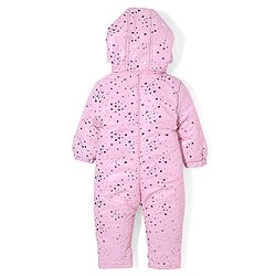 Babyhug Full Sleeves Hooded  Winter Romper Hearts Foil Print - Pink