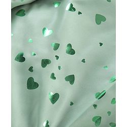 Babyhug Full Sleeves Hooded  Winter Romper Hearts Foil Print - Sea Green