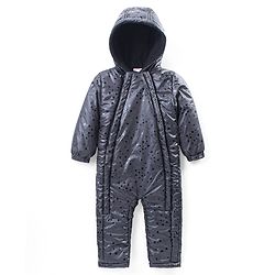 Babyhug Full Sleeves Hooded  Winter Romper Hearts Print - Black