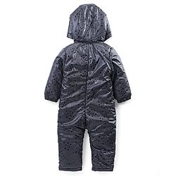 Babyhug Full Sleeves Hooded  Winter Romper Hearts Print - Black