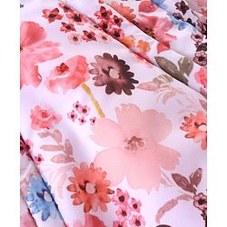 Babyhug Woven Full Sleeves Winter Wear Hooded Romper with Floral Print - Multicolour