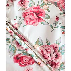 Babyhug Woven Full Sleeves Hooded Romper Floral Print - White