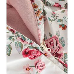 Babyhug Woven Full Sleeves Hooded Romper Floral Print - White