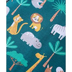 Babyhug 100% Cotton Knit Full Sleeves Romper Animal Print - Dark Green