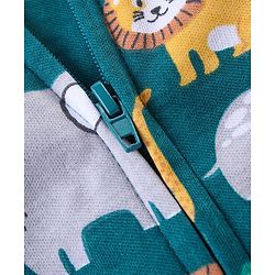 Babyhug 100% Cotton Knit Full Sleeves Romper Animal Print - Dark Green