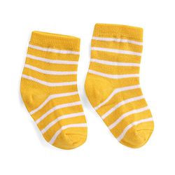 Cute Walk by Babyhug Ankle Length Antibacterial Knitted Striped & Lion Design Socks Pack Of 3 - Green & Yellow