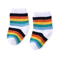 Cute Walk by Babyhug Ankle Length Antibacterial Knitted Striped & Lion Design Socks Pack Of 3 - Blue & White