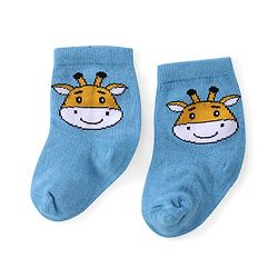 Cute Walk by Babyhug Ankle Length Antibacterial Knitted Striped & Lion Design Socks Pack Of 3 - Blue & White