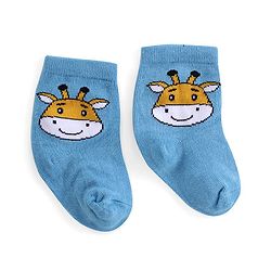 Cute Walk by Babyhug Ankle Length Antibacterial Knitted Striped & Lion Design Socks Pack Of 3 - Blue & White