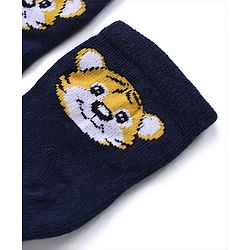 Cute Walk by Babyhug Ankle Length Antibacterial Knitted Striped & Lion Design Socks Pack Of 3 - Blue & White