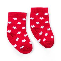 Cute Walk by Babyhug Ankle Length Antibacterial Knitted Floral Design Socks Pack Of 3 - Blue Red & Yellow