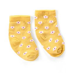 Cute Walk by Babyhug Ankle Length Antibacterial Knitted Floral Design Socks Pack Of 3 - Blue Red & Yellow